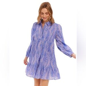 Allison NY Zia Dress Cotton Gauze Reef Print Lilac Purple Size Large